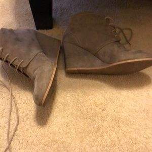 Grey platform booties with laces